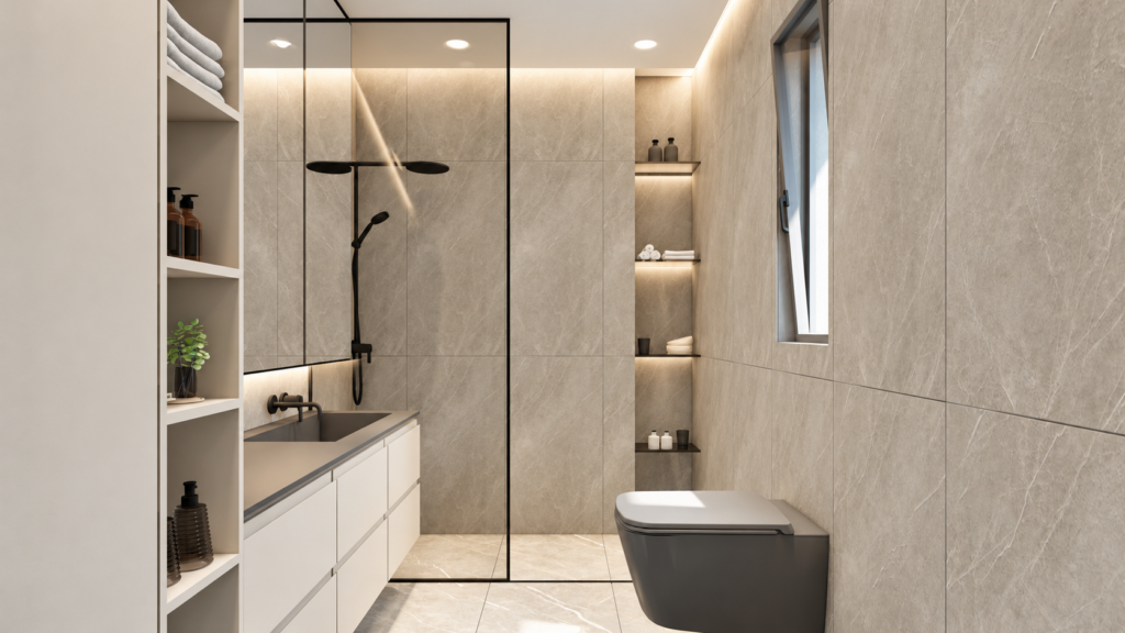 Bathroom with concealed lighting — architectural visualisation Bathroom with concealed lighting — architectural visualisation