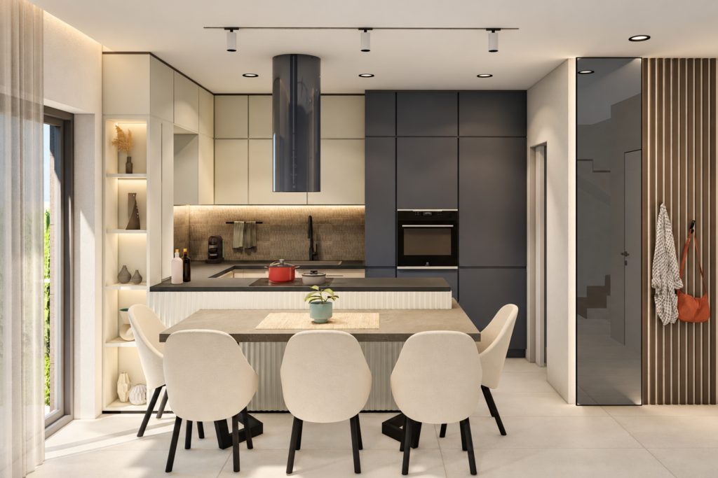 Maisonette kitchen with island — architectural visualisation Maisonette kitchen with island — architectural visualisation