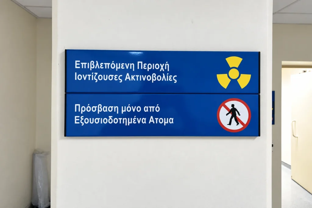 Σήμανση επιβλεπόμενης περιοχής ιοντιζουσών ακτινοβολιών Σήμανση επιβλεπόμενης περιοχής ιοντιζουσών ακτινοβολιών