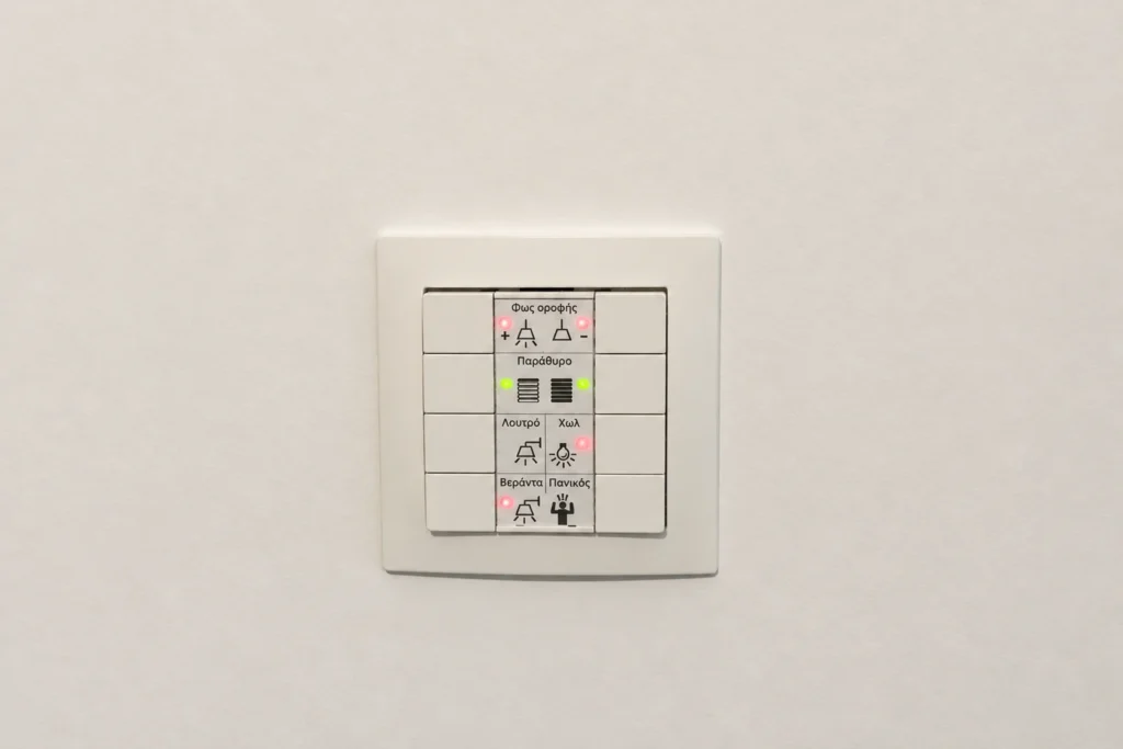 Μεζονέτα KNX 120 τ.μ. – Χειριστήριο KNX με σαφή σύμβολα φωτισμού και ρολών Χειριστήριο KNX με σαφή σύμβολα φωτισμού και ρολών