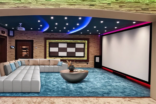 Home theater με καθιστικό και οθόνη προβολής Home theater με καθιστικό και οθόνη προβολής